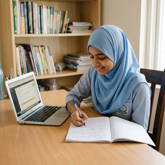 Student in Hijab Studying
